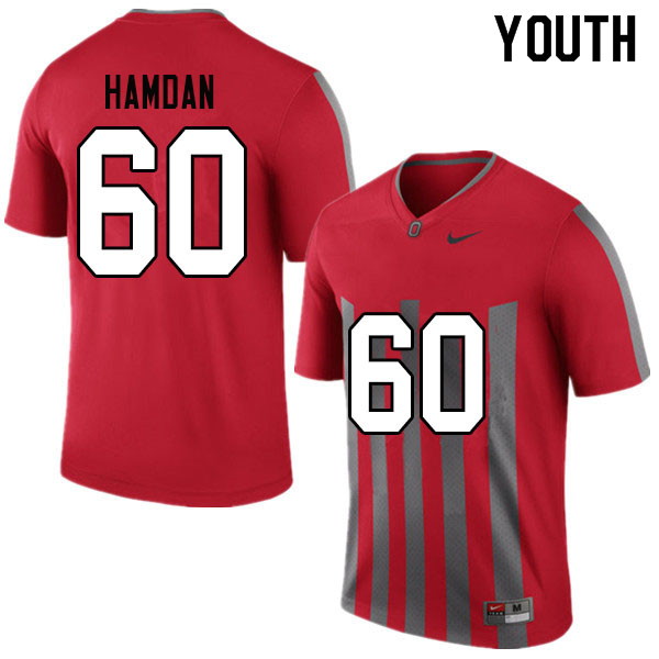 Ohio State Buckeyes Zaid Hamdan Youth #60 Throwback Authentic Stitched College Football Jersey